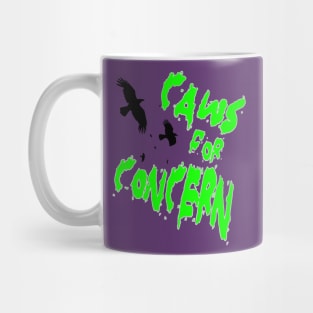 Halloween Ravens Caws For Concern Fun Pun Green Quote 2 Mug